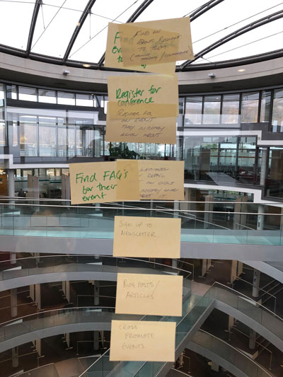 Post-it notes on glass