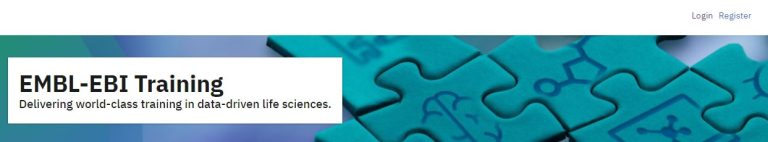 A screenshot of the EMBL-EBI Training website, showing the Login and ...
