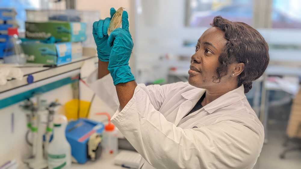photo of Dr. Adwoa Padiki Nartey working in the lab