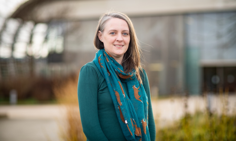 woman standing outside a building