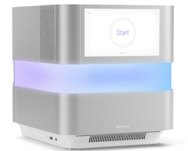 Photo of an Illumina NextSeq 2000 benchtop sequencing system.