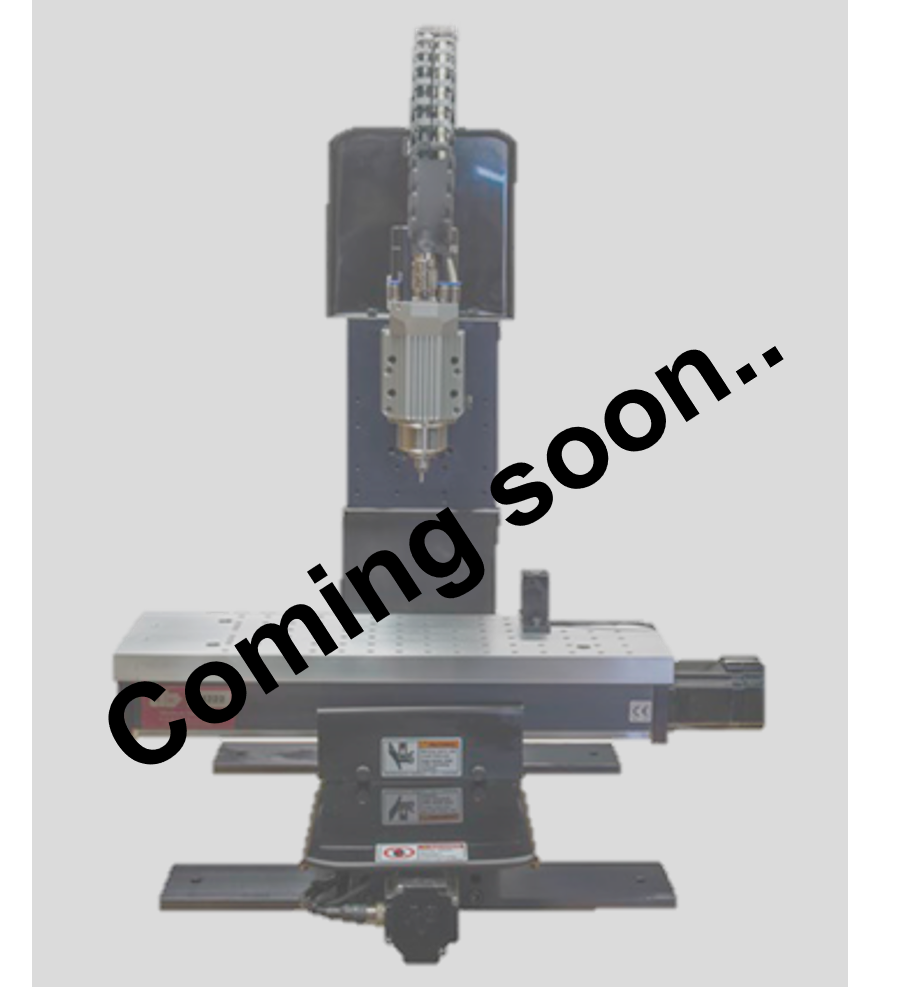 CNC Milling machine with "Coming soon" text written on top