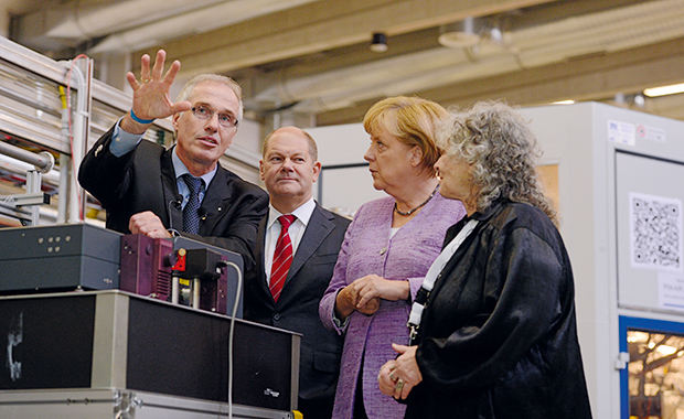 German Chancellor Angela Merkel attended a naming ceremony in 2012, with the PETRA III experimental hall given the name “Max von Laue”. PHOTO: DESY