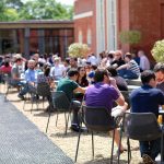 Sunshine and a light breeze on the Hinxton Hall patio