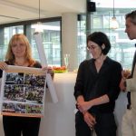 Gift presentation in the EMBL ATC rooftop lounge. PHOTO: Caroline Median