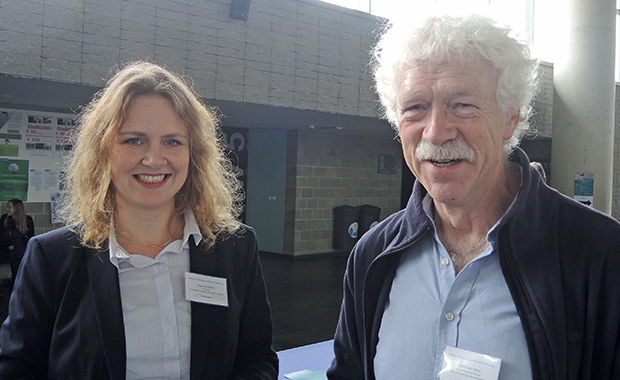 Vera van Noort, Associate Professor, KU Leuven (EMBL Heidelberg: Staff Scientist, 2007-2013); Gerrit van Meer, Dean & Professor, Utrecht University, (EMBL Heidelberg: Staff Scientist, 1981-1987) and now also EMBL Council delegate for the Netherlands. PHOTO: EMBL/Mehrnoosh Rayner