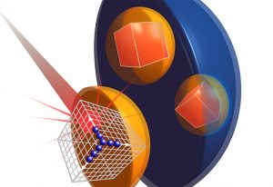 A peroxisome containing protein crystals is hit by a free-electron laser. IMAGE: EMBL/CFEL, Thomas Seine