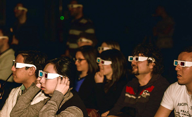 Seeing things from a new perspective: the Science Tonight audience dons 3D glasses to admire EMBL science in 3D.