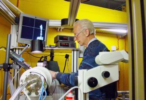 Jozef Ševcik at the X13 beamline at the DORIS ring in Hamburg. PHOTO: Rostislav Skrabana