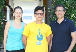 Isabelle Bergiers (Postdoctoral Researcher), Andrea Totaro (Student) and Christophe Lancrin (Group Leader) post for a group photo.