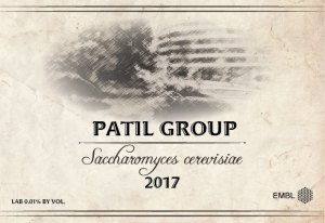 wine label with Patil Group and S. cerevisiae
