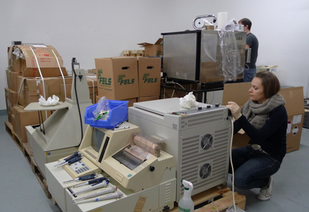 Lea Geiselhardt, former vice-president of the NGO, while cleaning and packing instruments. PHOTO: Jacqueline Dreyer-Lamm