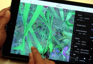 3D protein structure on tablet screen