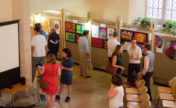 Overhead shot of 2018 PDBe art exhibition private viewing