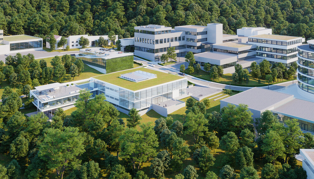 A rendering of the EMBL Imaging Centre and the rest of the EMBL campus in Heidelberg. IMAGE: gerstner architekten, Heidelberg/Render Vision