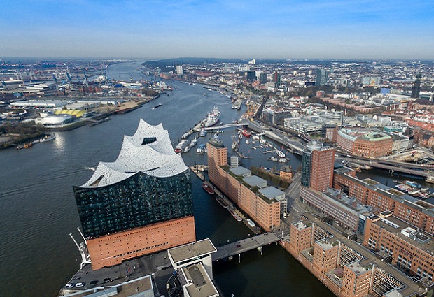 Aerial of Hamburg's Elbphilharmonie
