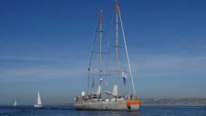 The Tara boat sailing into Marseille