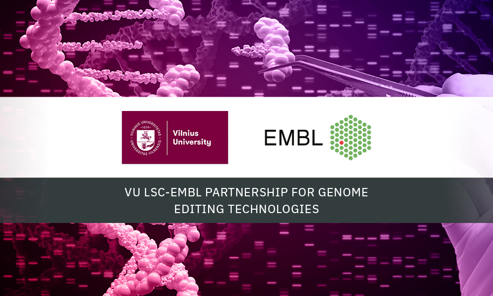 EMBL and Vilnius University logos on a background of genomic data