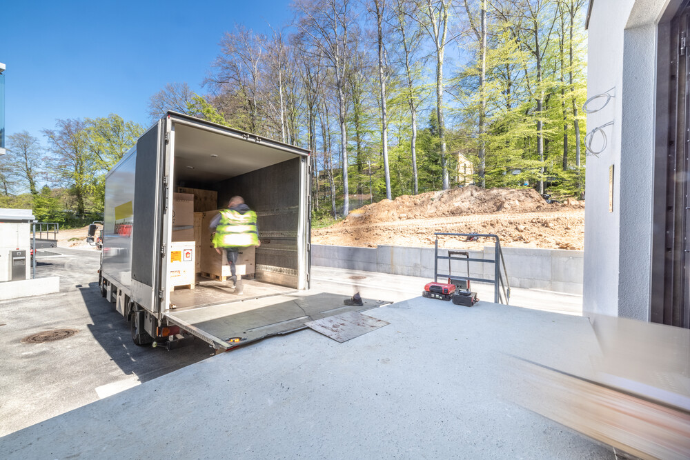 Delivery truck at loading bay