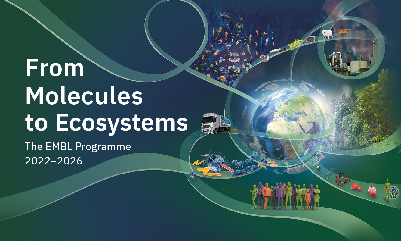 "From Molecules to Ecosystems" are words on top of a collage of images that span from molecules to ecosystems