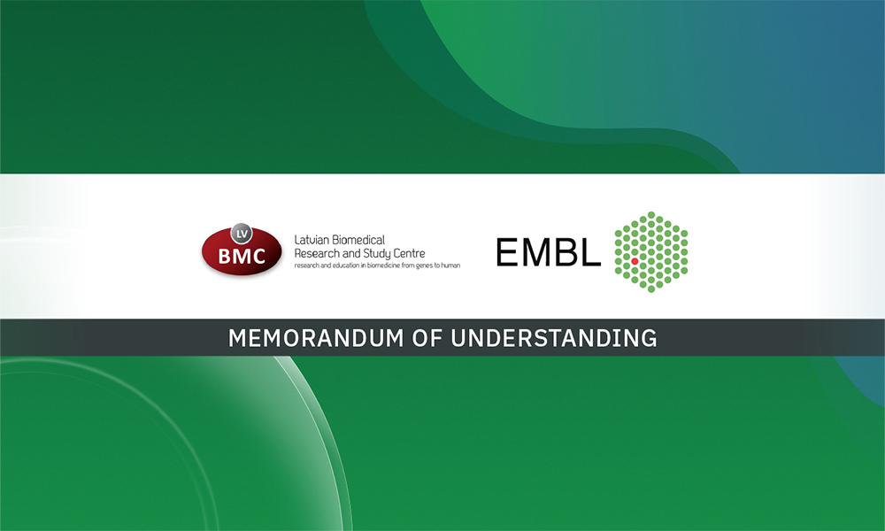 The logos of EMBL and the Latvian Biomedical Research and Study Centre