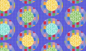 Droplets are symbolically represented as concentric circles, with the inner circles displaying DNA sequences while the outer circles depict drug combinations as colourful pills.