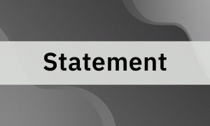 Monochrome decorative image with the word "statement" on grey background.
