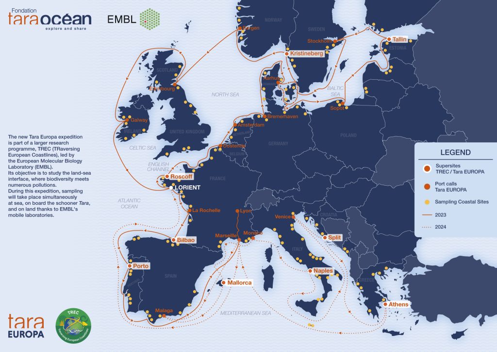 Map showing all TREC stops and sites..