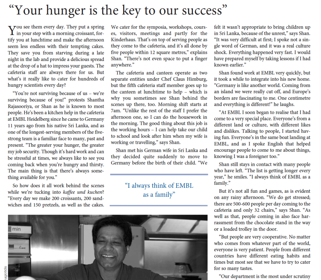 EMBLetc. clipping titled "Your hunger is the key to our success"