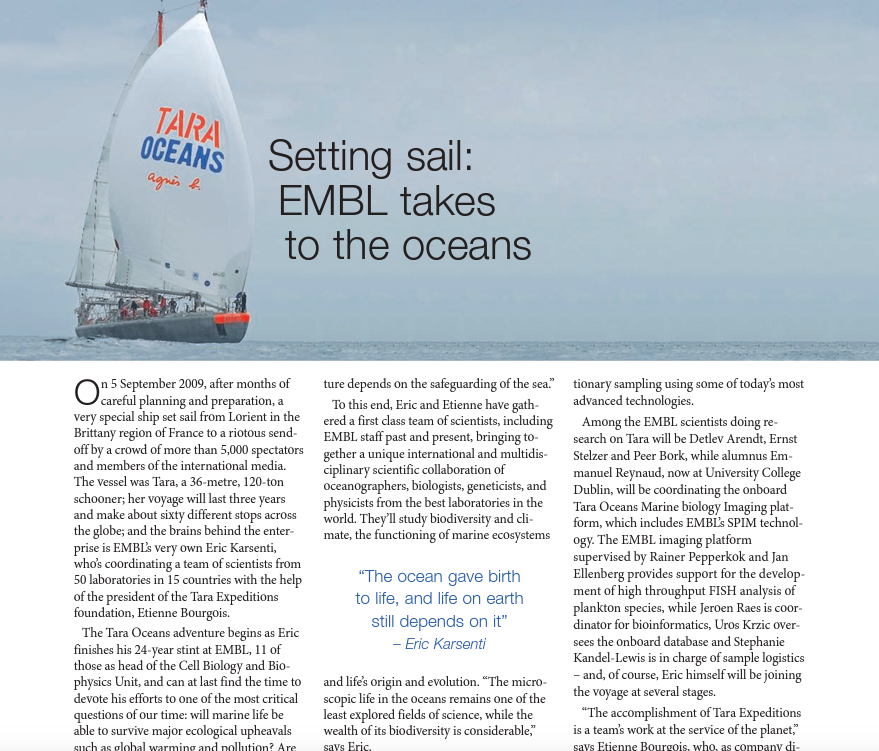EMBLetc. clipping titled "Setting sail: EMBL takes to the oceans"