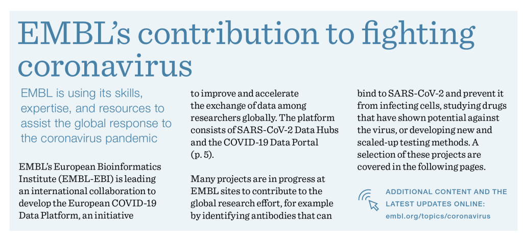 EMBLetc. clipping titled "EMBL's contribution to fighting coronavirus"