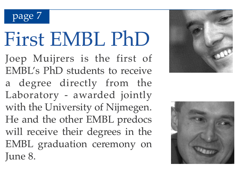 EMBLetc. clipping titled "First EMBL PhD"