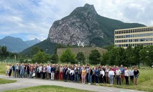 Group picture with mountain in the background