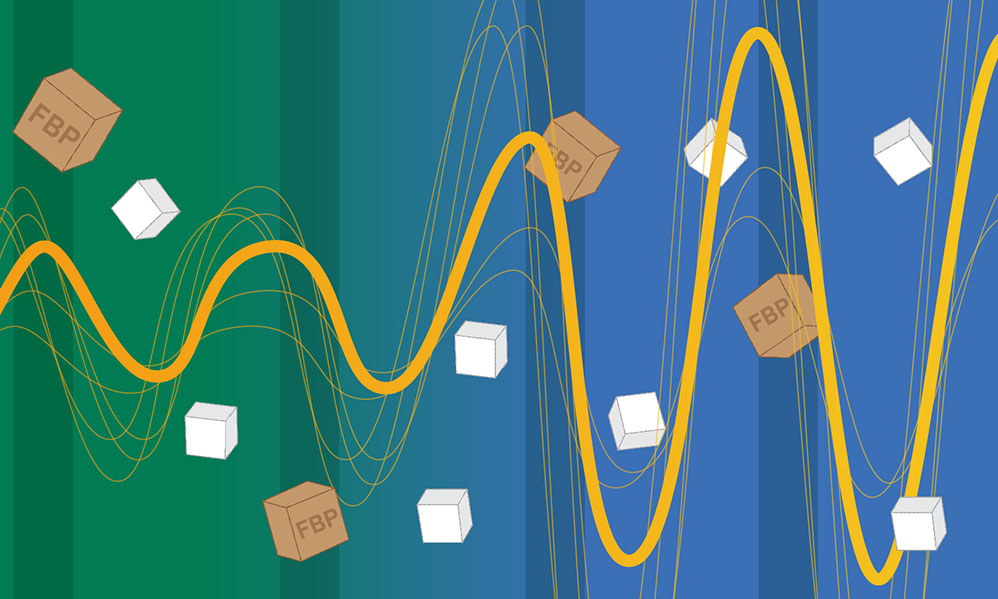 sinusoidal pattern against blue and green background