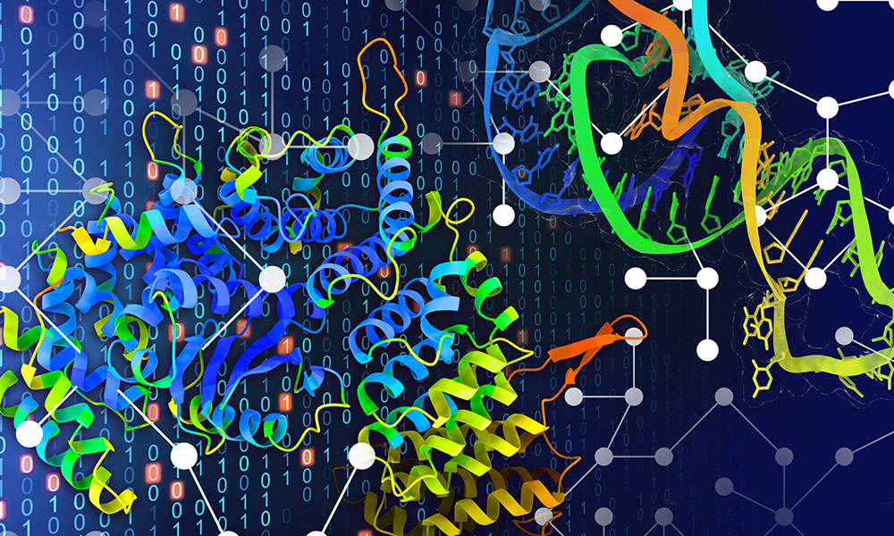 Colourful squiggles set against a dark background and numbers